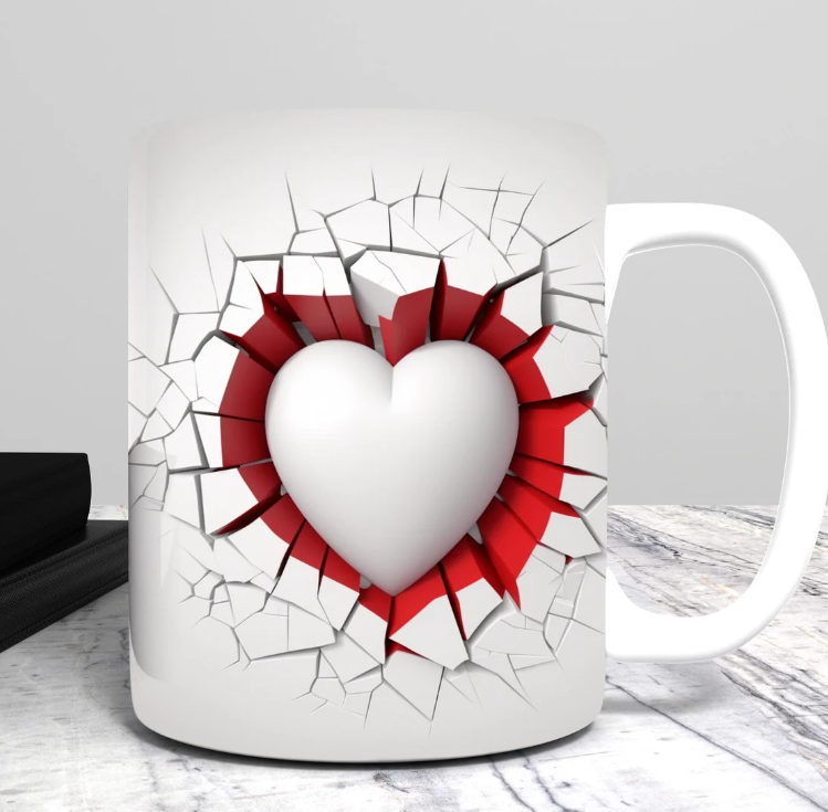 Mok 3-D wit hart.