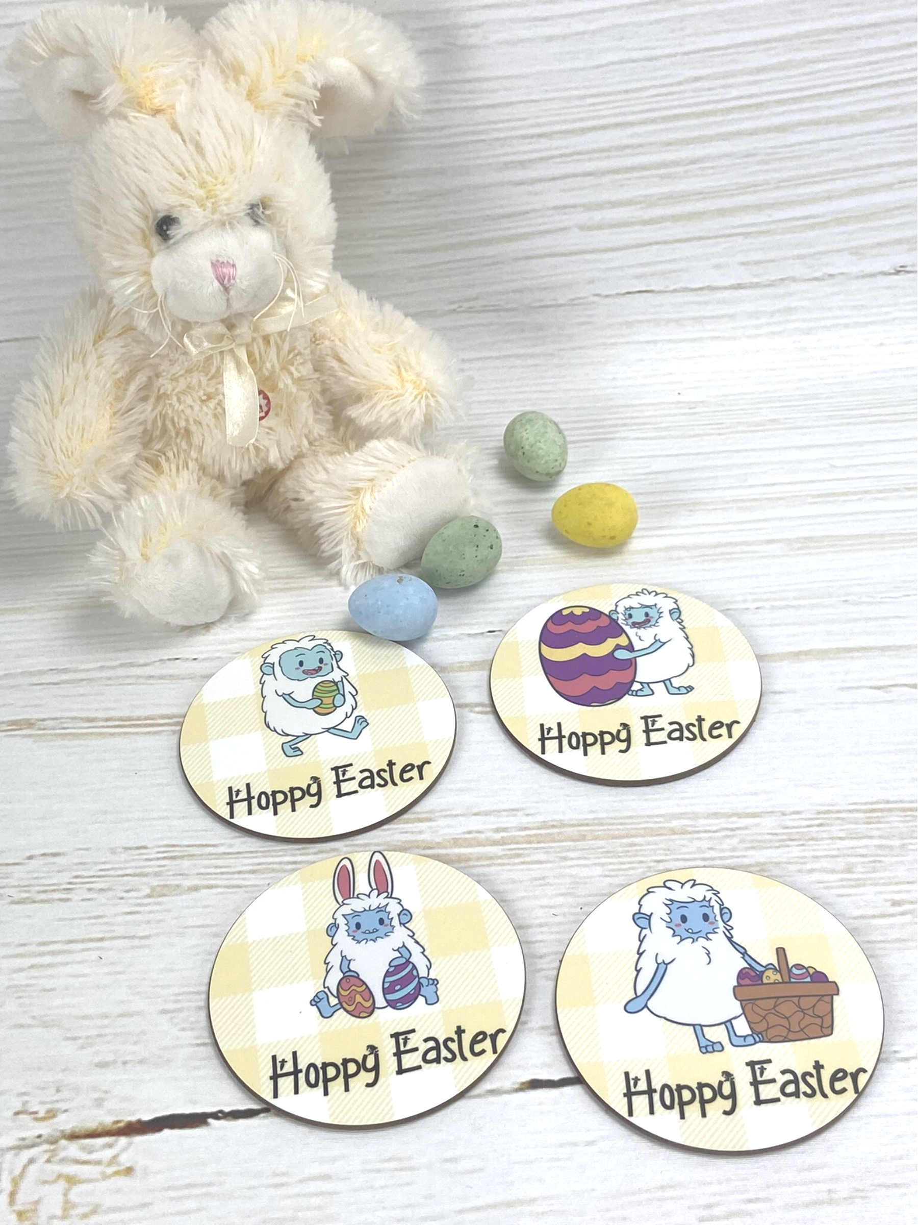 Paas onderzetters Yeti Hoppy Easter