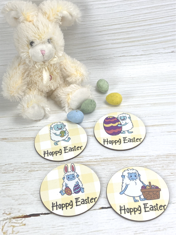 Paas onderzetters Yeti Hoppy Easter
