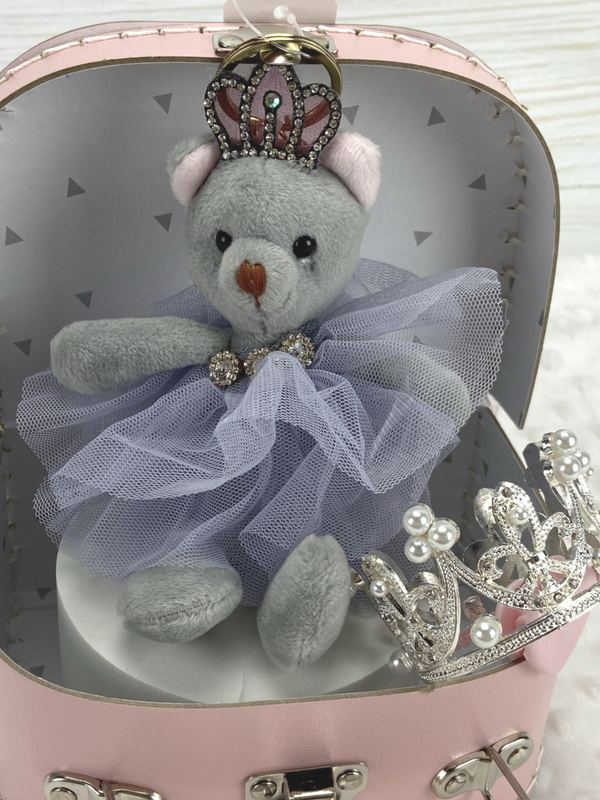 Beertje grijs sleutelhanger 15 cm