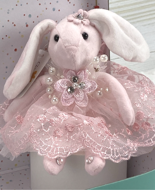 Haasje Sleutelhanger roze 20 cm