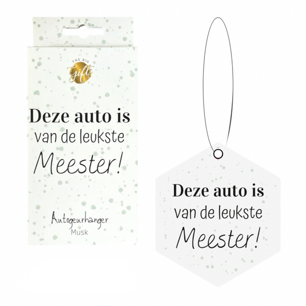 Auto geurhanger. Deze auto is van de leukste Meester.
