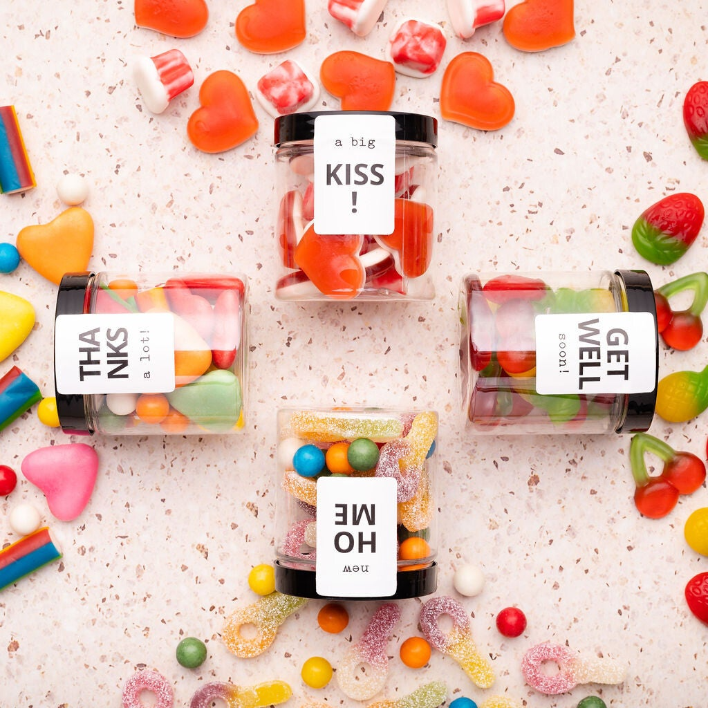 Snoeppotje : Keuze uit: A big kiss, New Home ,Get well ofThanks a lot