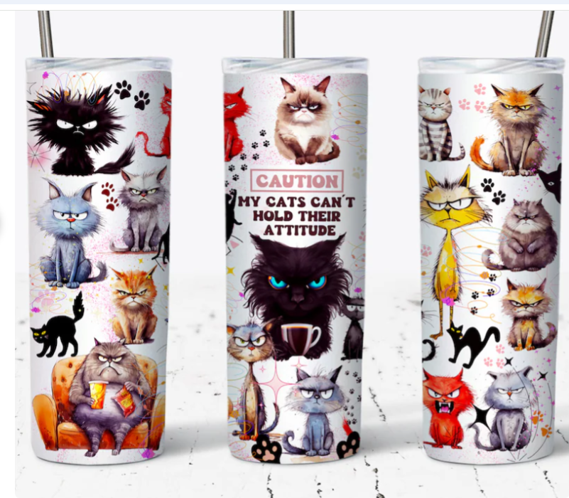 Thermosfles met rvs rietje Cats Caution