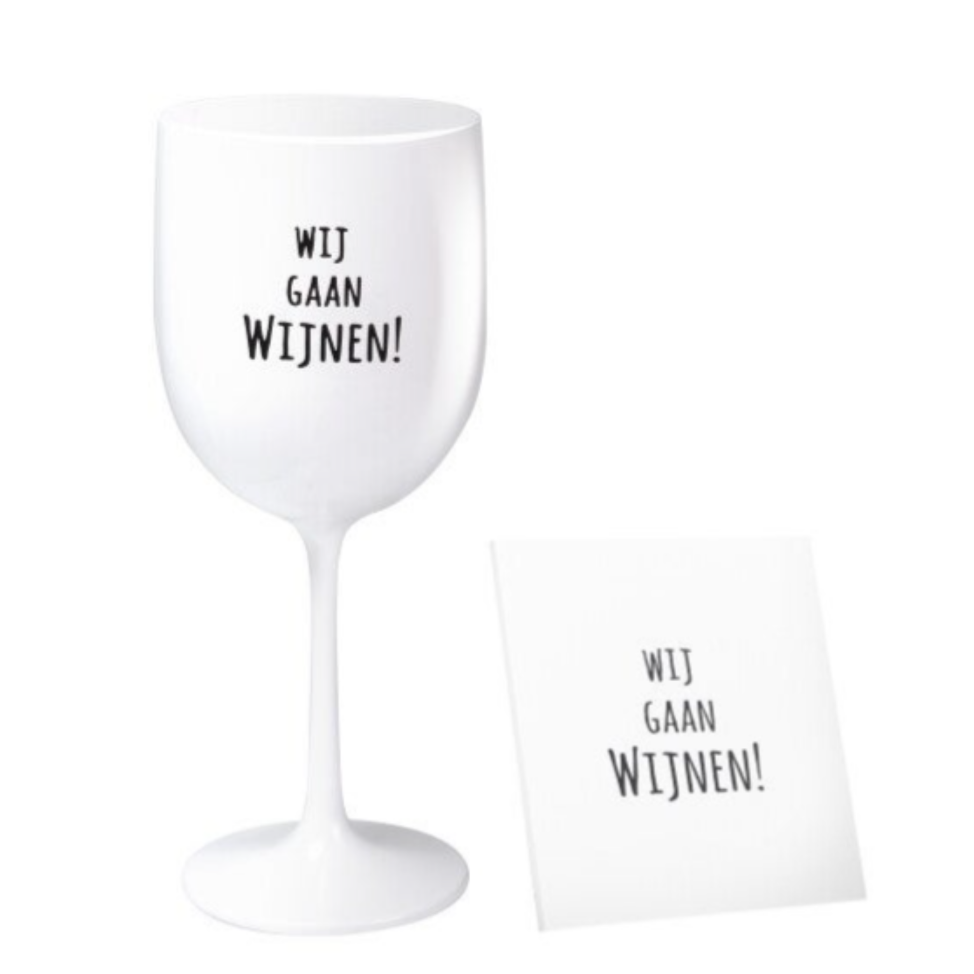 Wijnglas + onderzetter Wij gaan wijnen .