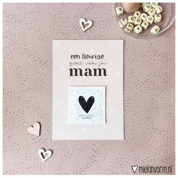 Kaart + bloemzaadjes Een fleurige groet voor jou Mam