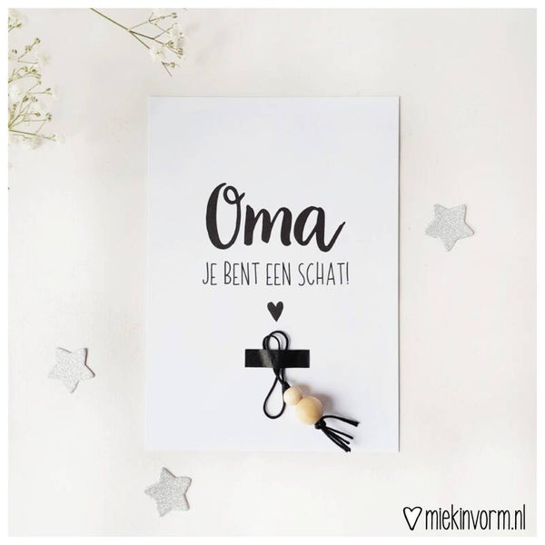 Kaart + gelukspoppetje Voor mijn allerliefste Oma