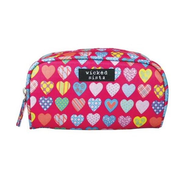 Portemonnee/ Make -up tasje Hearts Roze