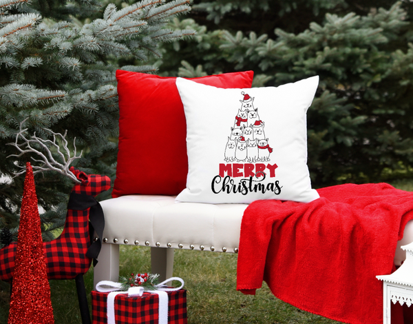 Kussenhoes Cats of Dogs Tree Merry Christmas