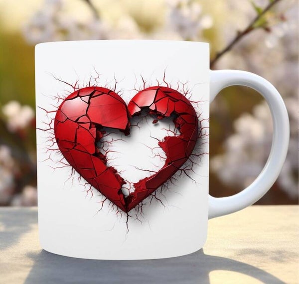 Mok 3-D open hart rood