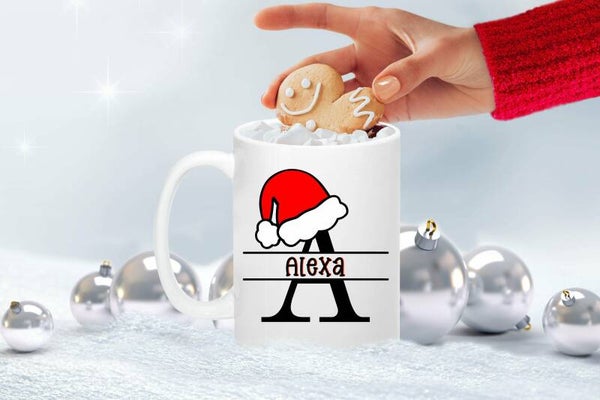 Mok Monogram met Kerstmuts & naam