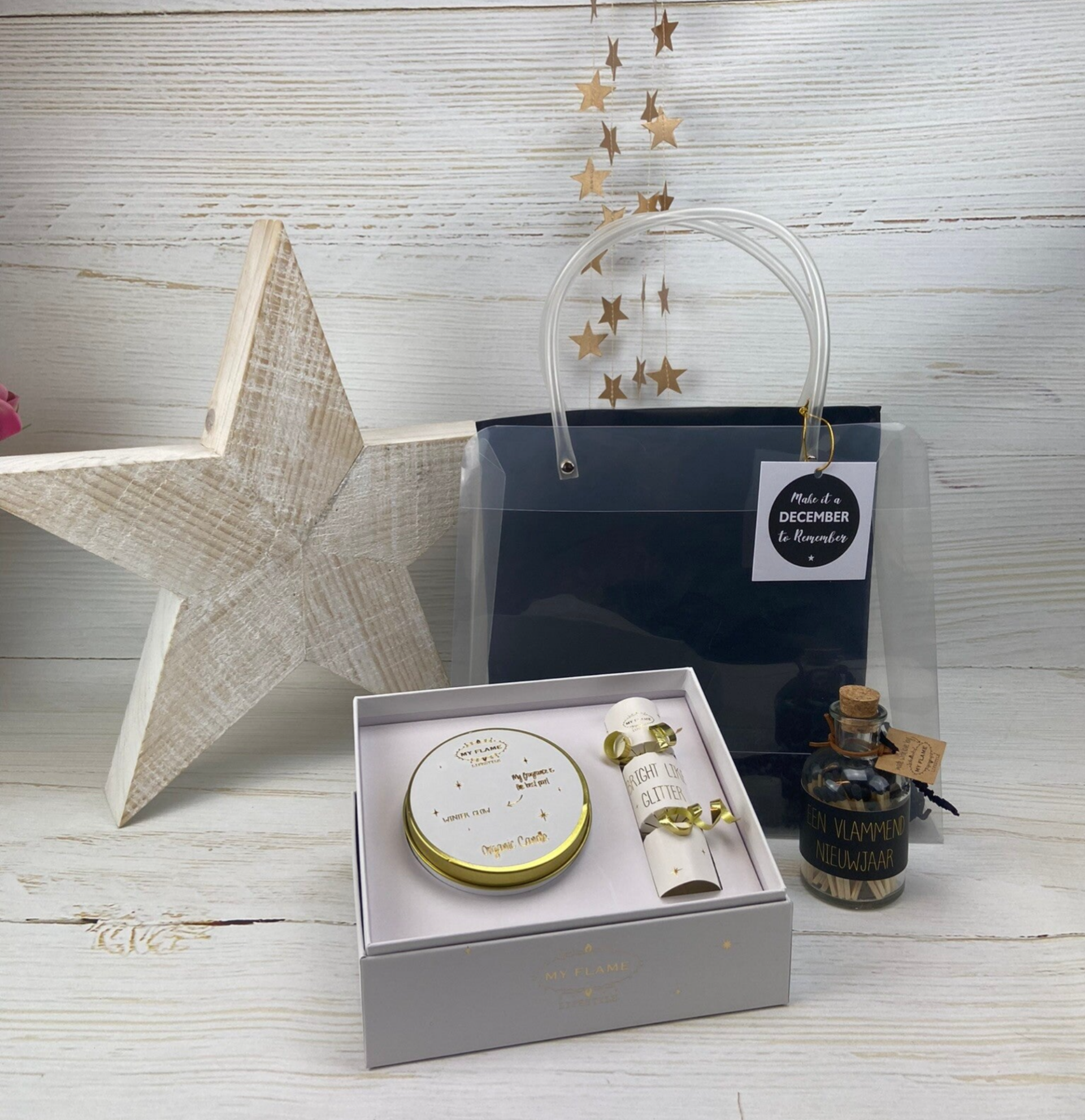 Kersttasje Sparkly like champagne