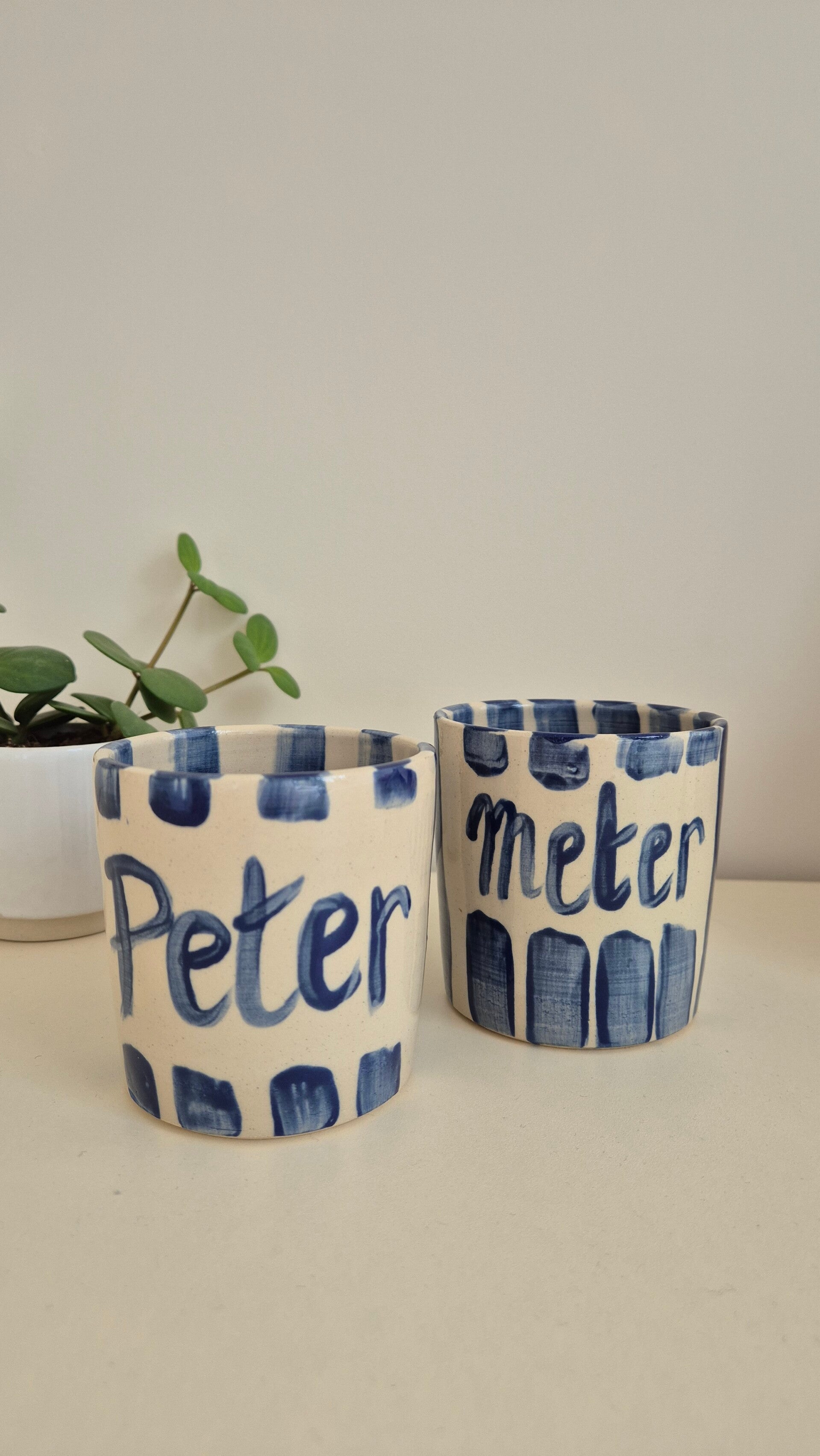 Gepersonaliseerde keramiek voor meter en peter