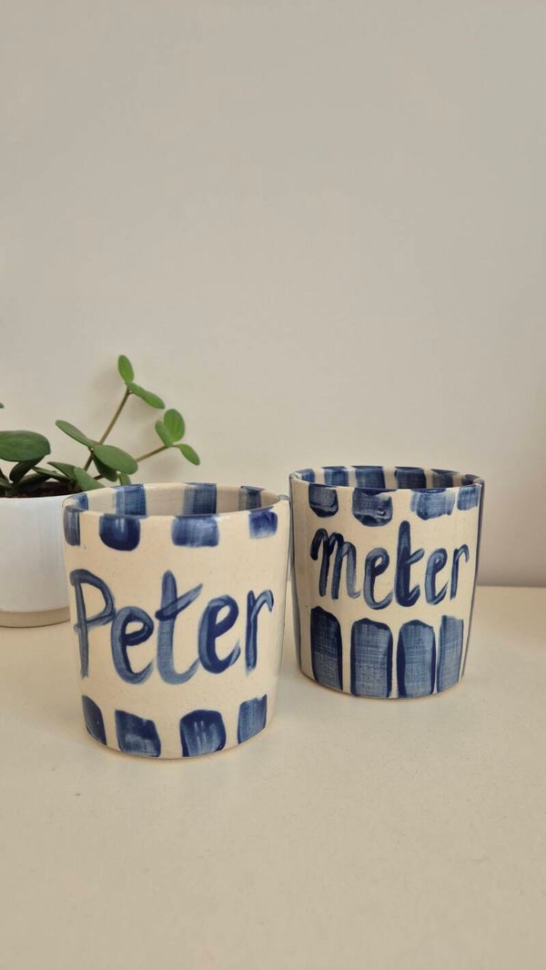 Gepersonaliseerde keramiek voor meter en peter