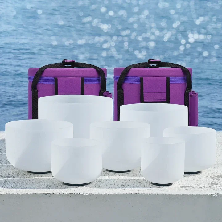 Frosted Crystal Singing Bowl Set – 7-Piece Full  Set