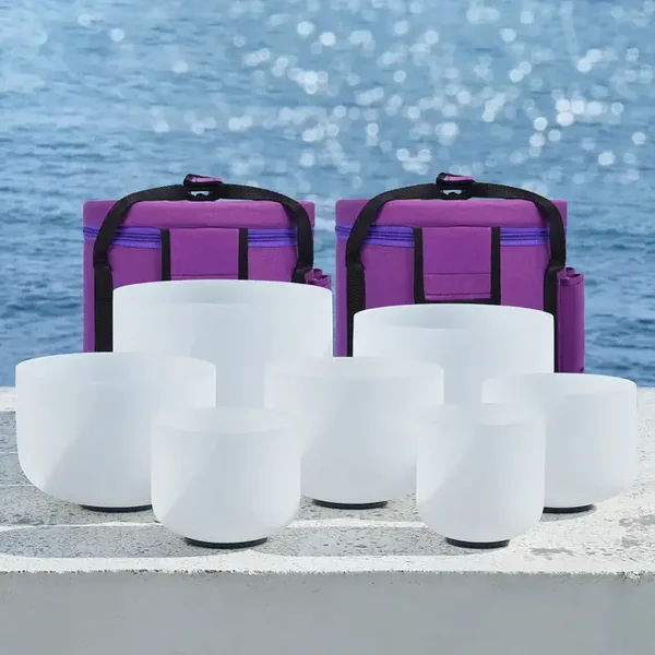 Frosted Crystal Singing Bowl Set – 7-Piece Full  Set