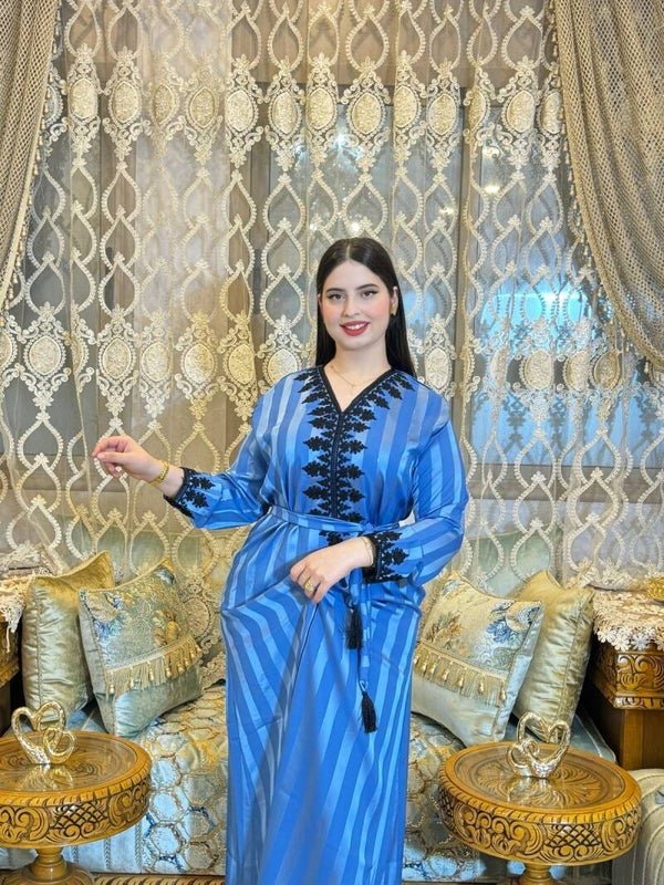 Caftan jawhara brodé bleu