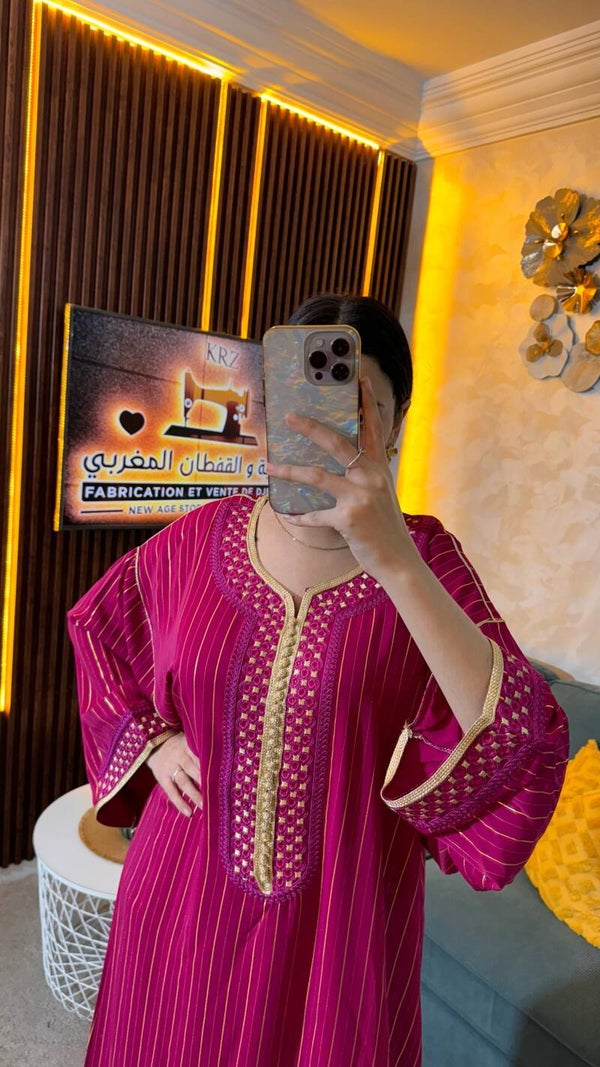 Gandoura Rayée fushia
