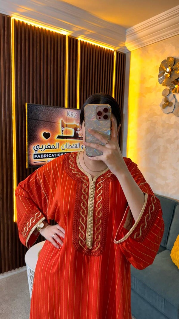 Gandoura Rayée orange
