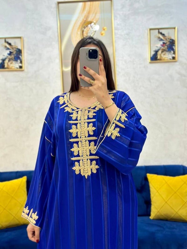 Gandoura caftan jawhara bleu roi