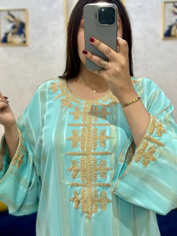 Gandoura caftan  vert eau