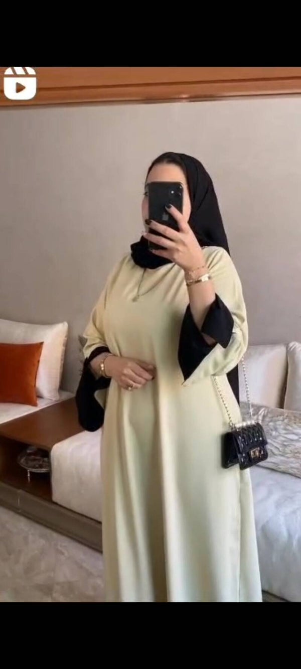 Abaya Aya blanc cassé/ Noir