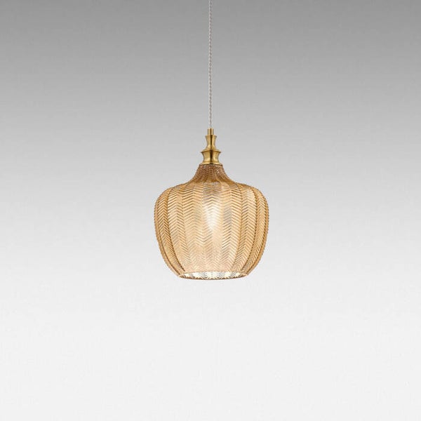 Hanglamp E27 – Messing – Amber Glas – IP20