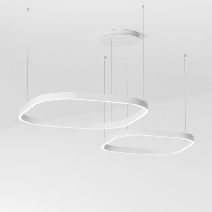 LED Hanglamp – Satijnwit Aluminium – Opaalwit Diffuser – Dubbele Module – Dimbaar