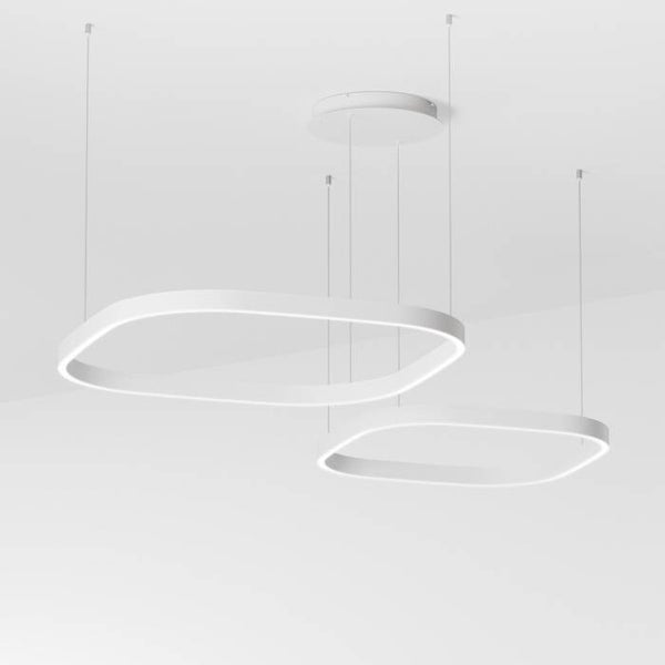 LED Hanglamp – Satijnwit Aluminium – Opaalwit Diffuser – Dubbele Module – Dimbaar