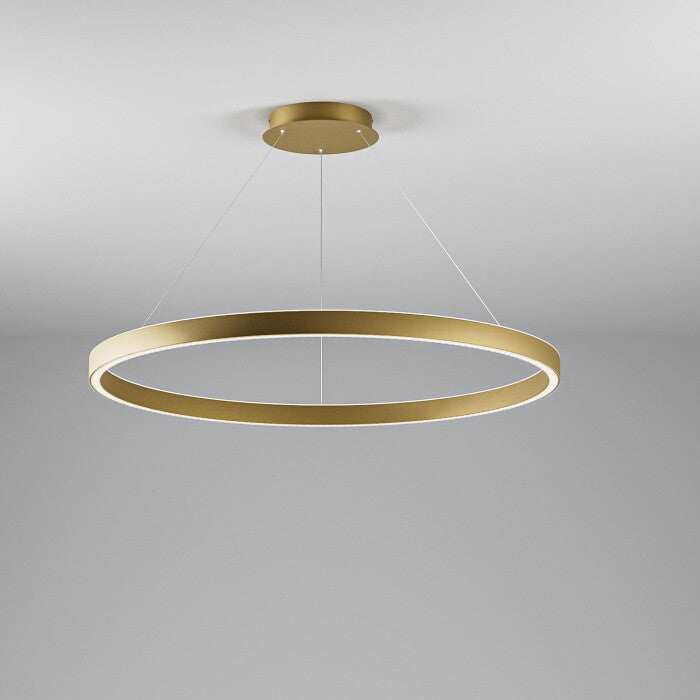 LED Hanglamp – Groot – Geborsteld Goud Aluminium – Opaalwit Siliconen Diffuser – 100W – 3000K – Dimbaar – IP20