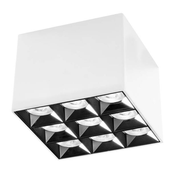 Plafondlamp 9-Punts LED – Satijnwit Aluminium – Anti-Verblindingskap – 36W – 3000K