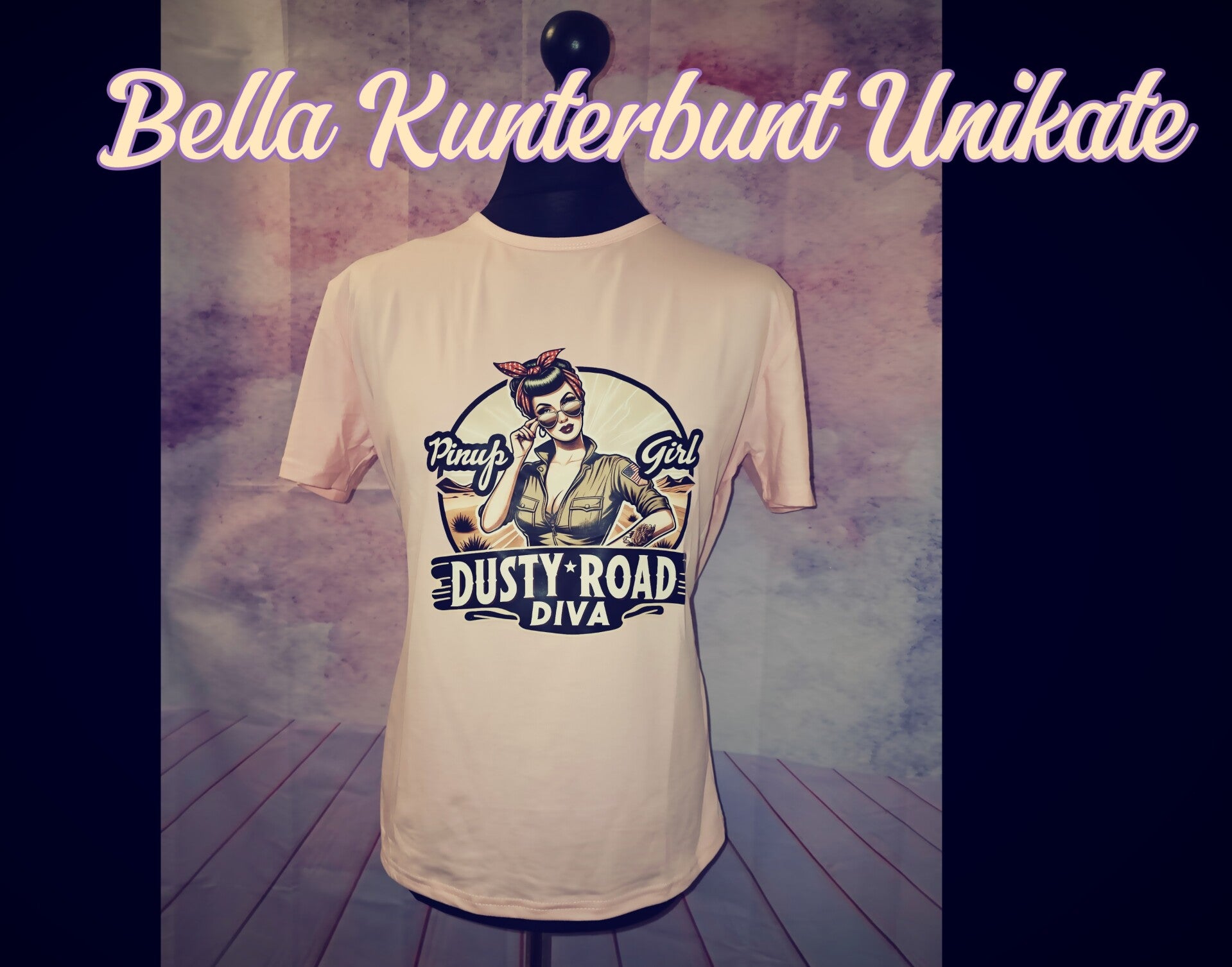 Damen Vintage T-Shirt "Dusty Road Diva" XL Rosa