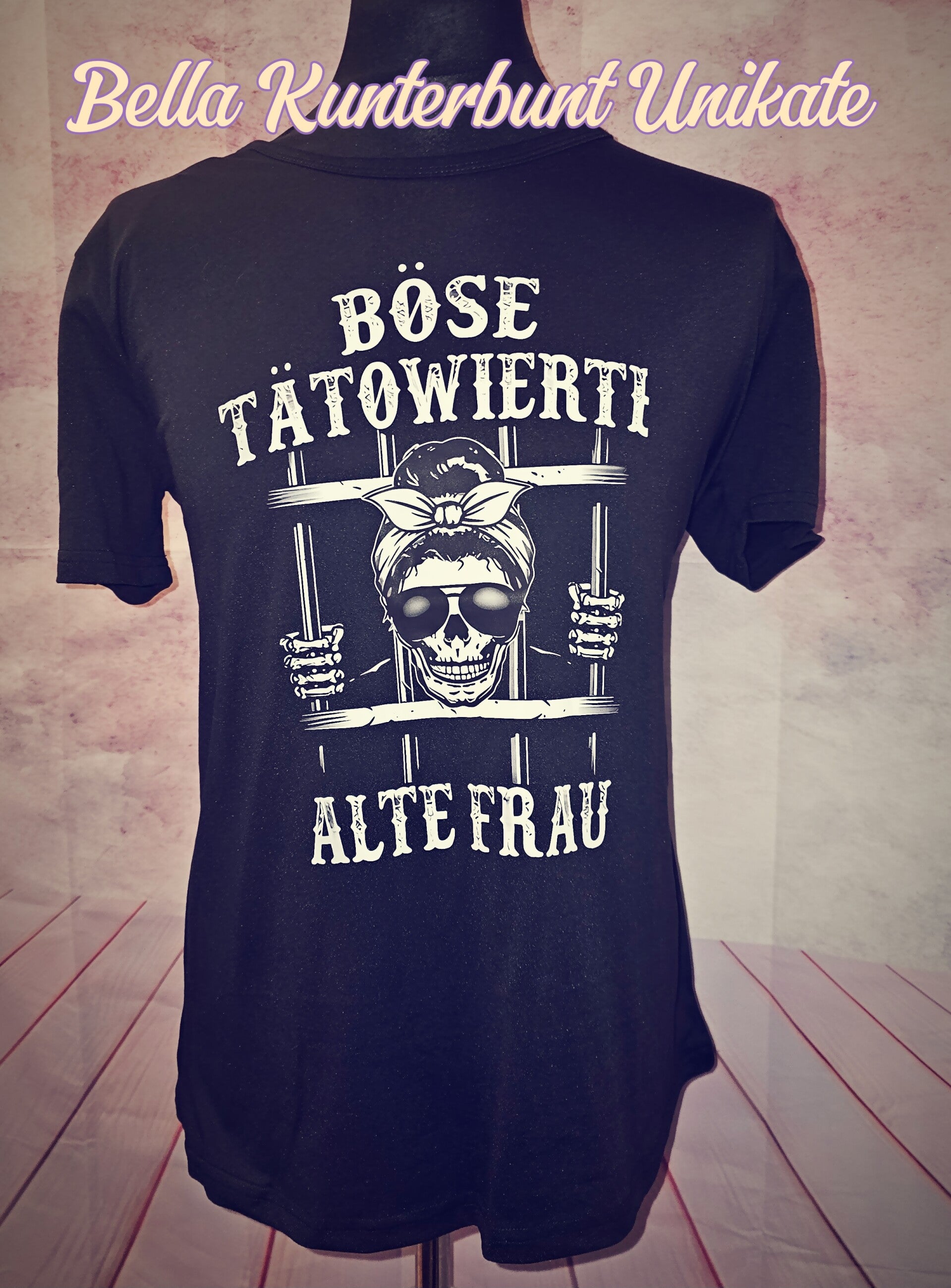 Damen Grafik Kurzarm T-Shirt mit Totenkopf ( gr. L )