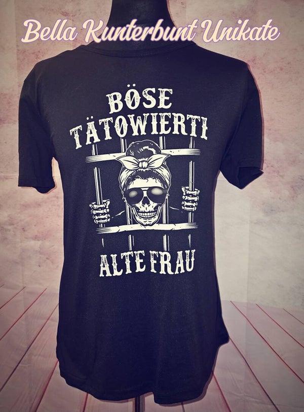 Damen Grafik Kurzarm T-Shirt mit Totenkopf ( gr. XL )