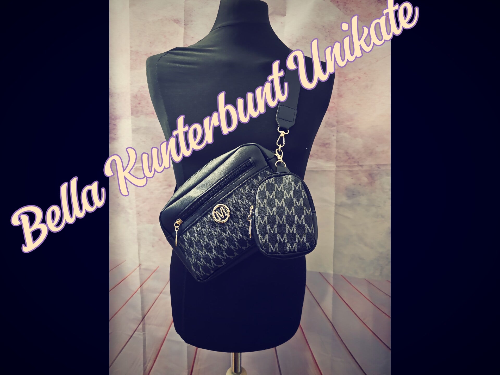 Umhängetasche mit Münzbeutel Schwarz Farbend