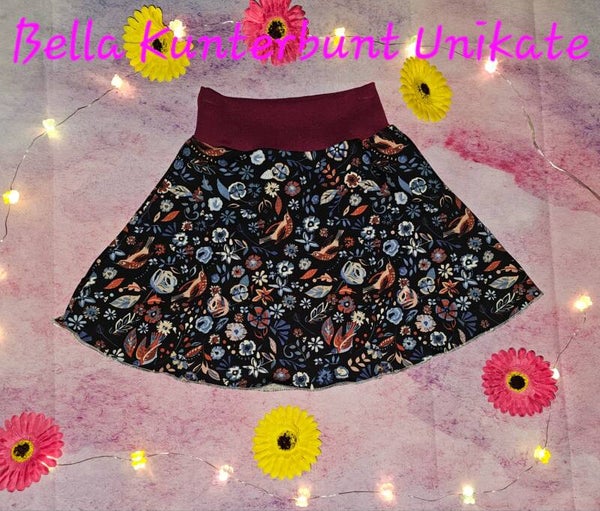 Mädchen Rock Blumen / Vogel 110/116