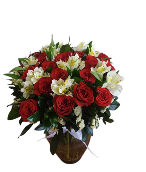 Cristal con 24 Rosas