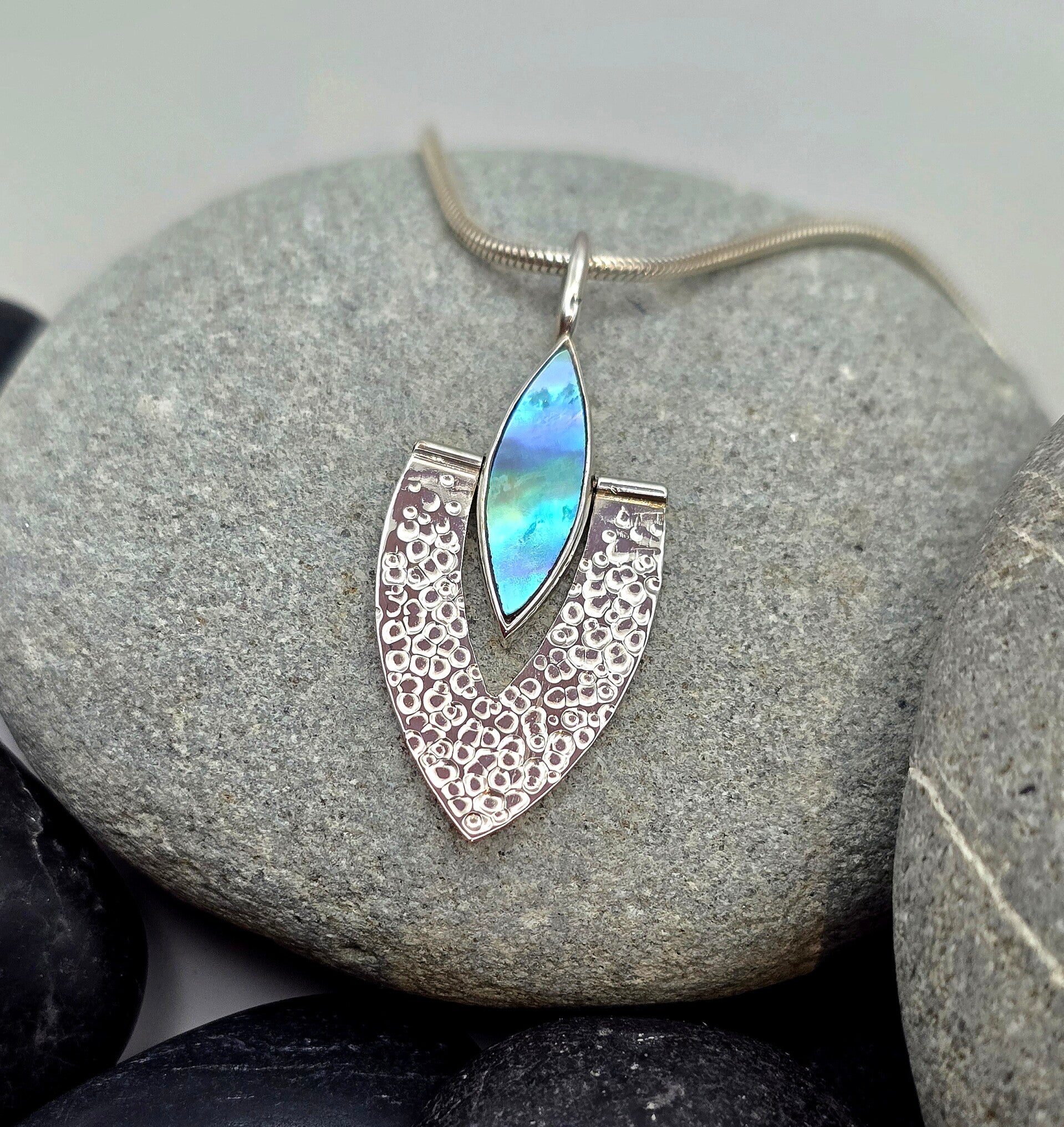 Sterling Silver Paua Pendant – Elegant Hinged Design