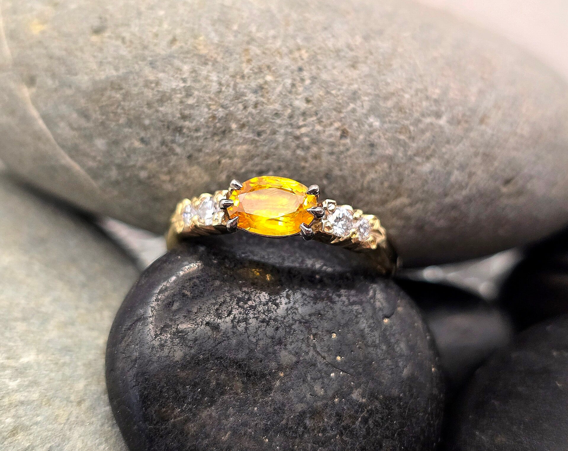 Yellow Sapphire & Diamond Ring -SOLD