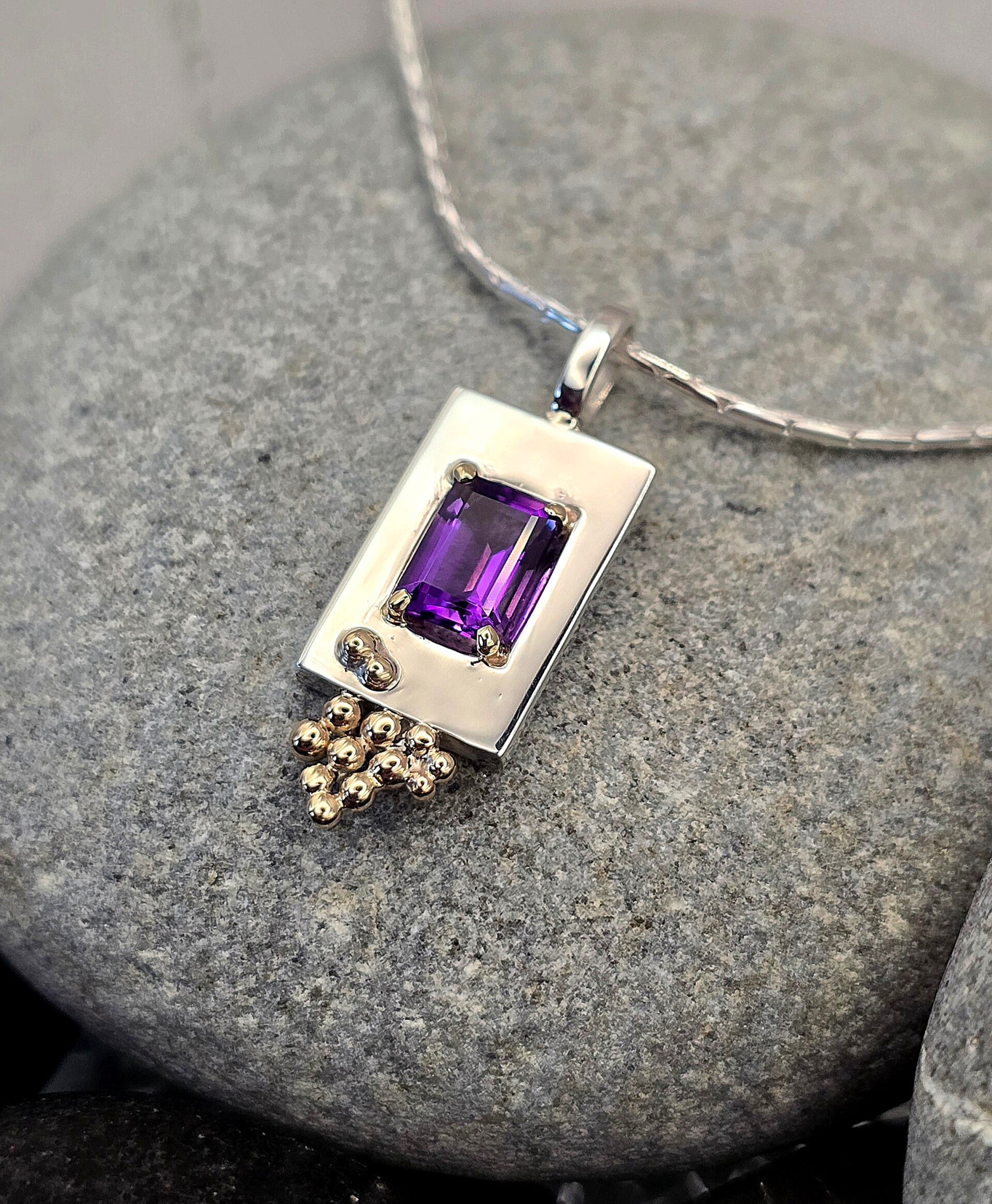 Silver & 9ct Gold Amethyst Necklace