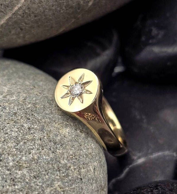9ct Gold Diamond Signet Ring