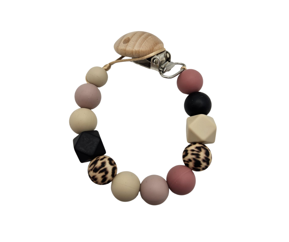 Speenkoord - Panter/beige/roze