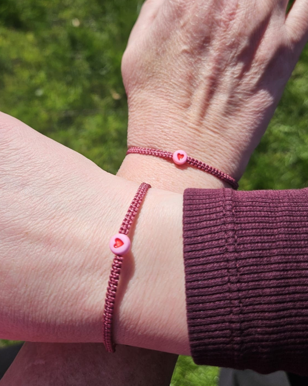 Armband - Roze hart set van 2