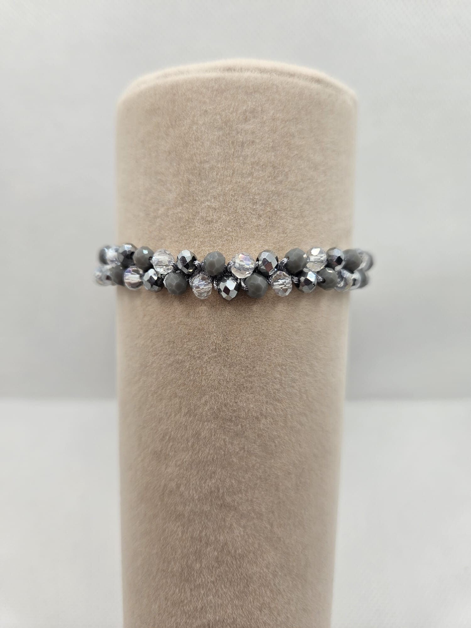 Armband - Facetkralen grijs