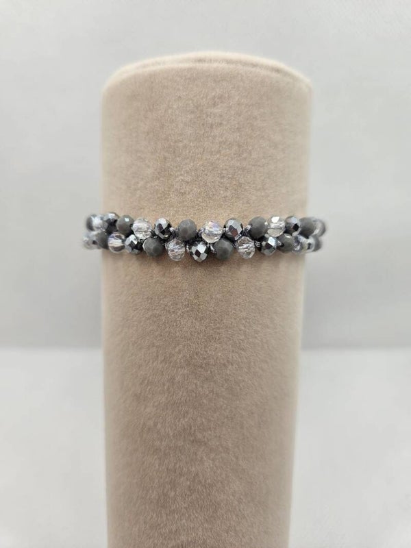 Armband - Facetkralen grijs
