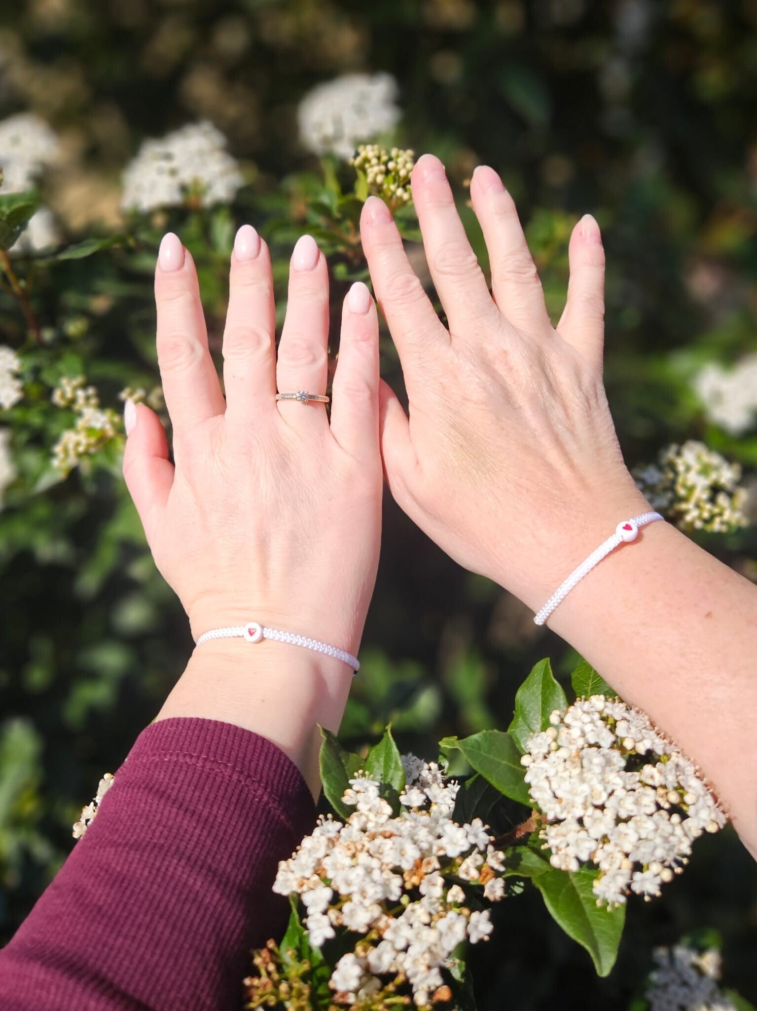 Armbanden - Wit hart set van 2