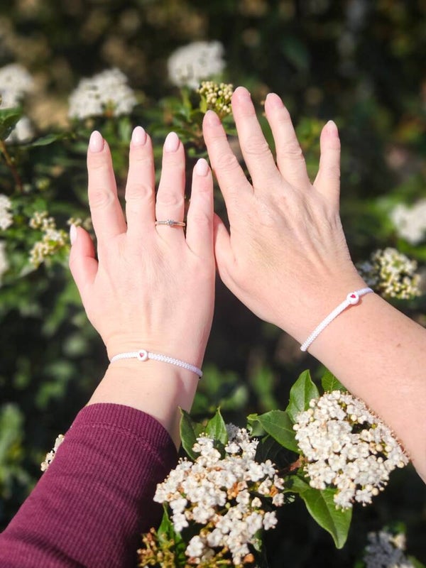 Armbanden - Wit hart set van 2