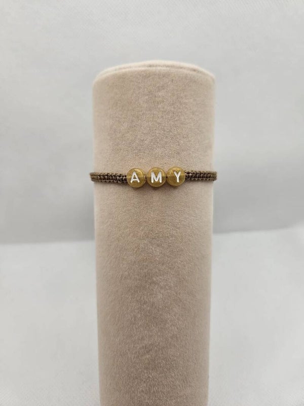 Armband met naam - Bruin