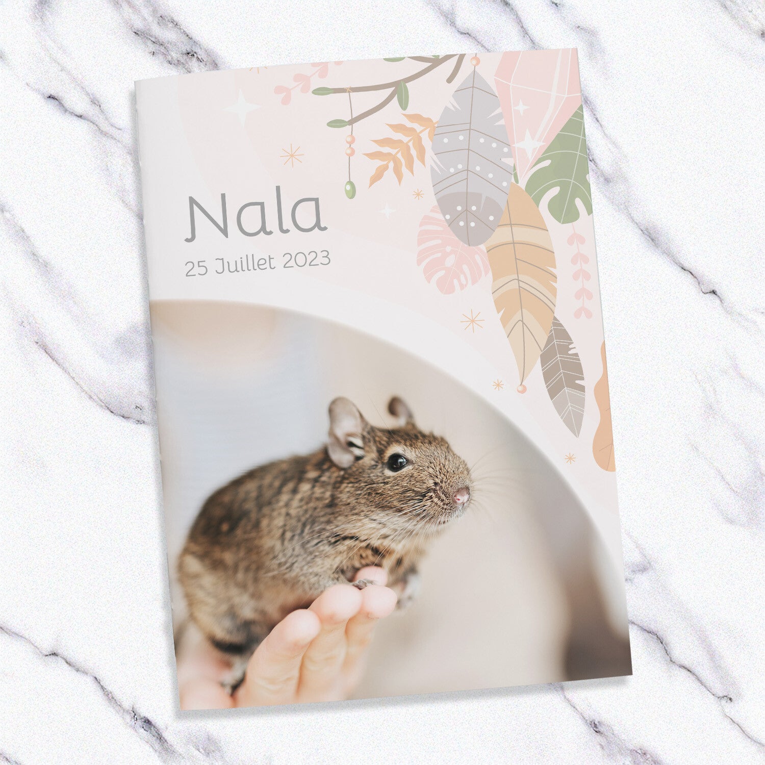 Carnet de suivi santé personnalisé – Style bohème pour chinchilla & octodon