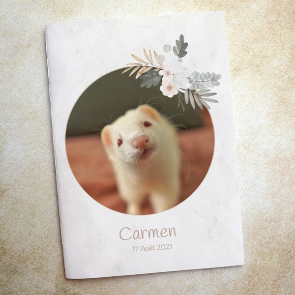 Carnet de santé pour furet – Thème Herbier | Douceur, nature & organisation